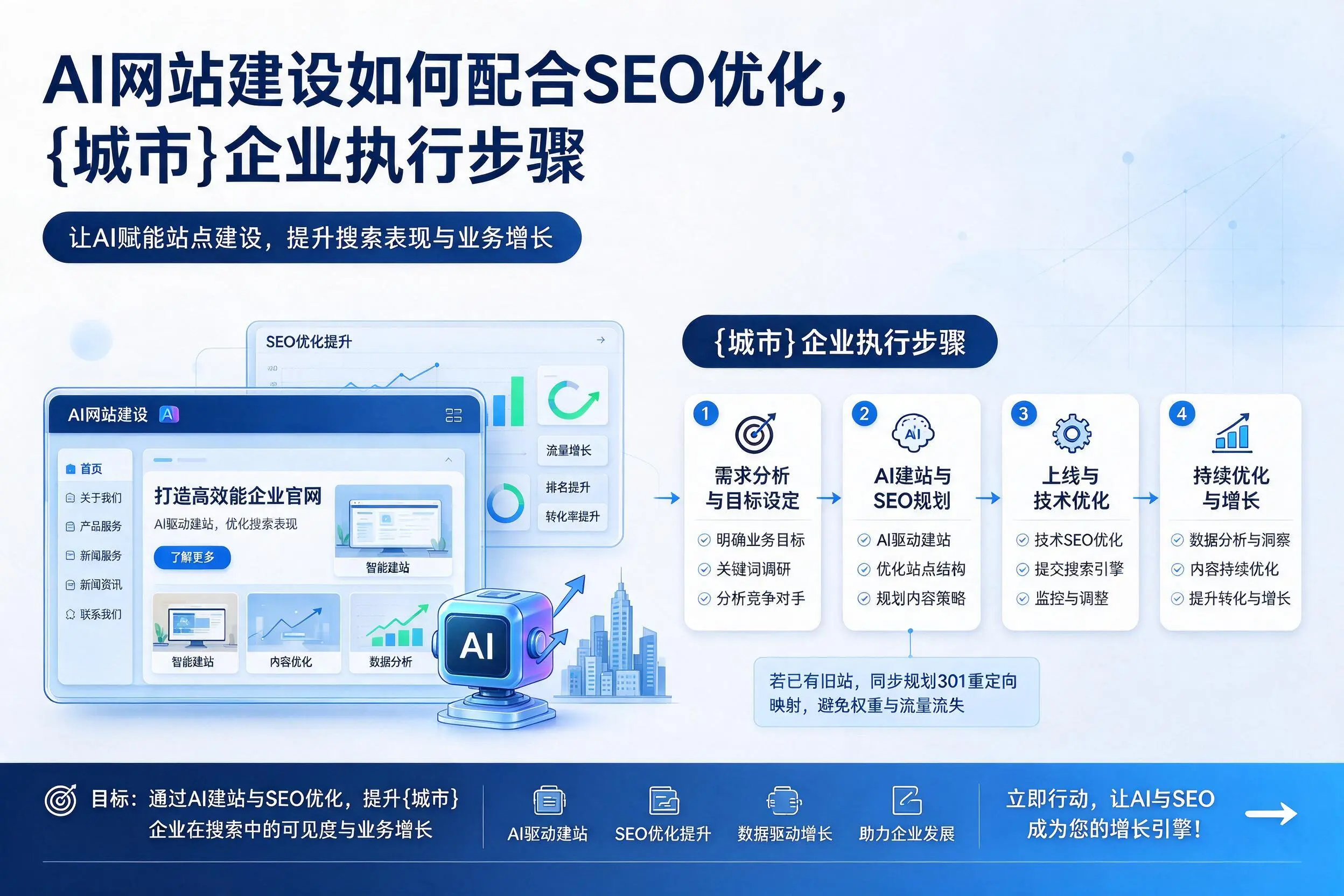 AI网站建设如何配合SEO优化,钦州企业执行步骤